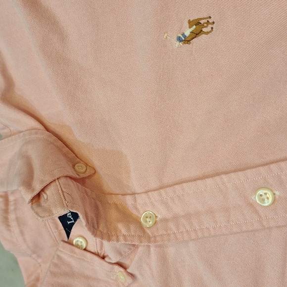 Vintage Ralph‎ Lauren Men's Lt Pink Buttondown Classic Fit Shirt Multicolor Pony - Picture 4 of 7